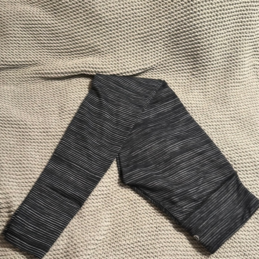 lululemon athletica Black and Gray Striped Leggings